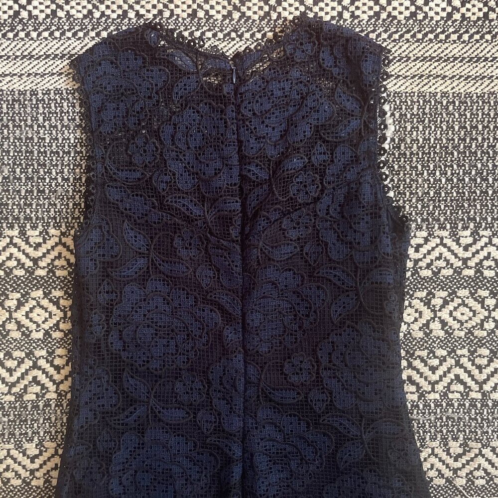 Shoshanna Blue & Black Lace Sheath Dress - Size 4 - Picture 11 of 13